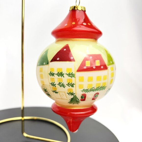 PIER 1 Li Bien Christmas Teardrop Ornament Glass Red Gold Hand Painted w/Box - Picture 5 of 7